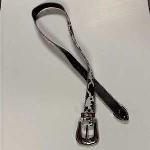 Cow Print Belt with Silver Buckle